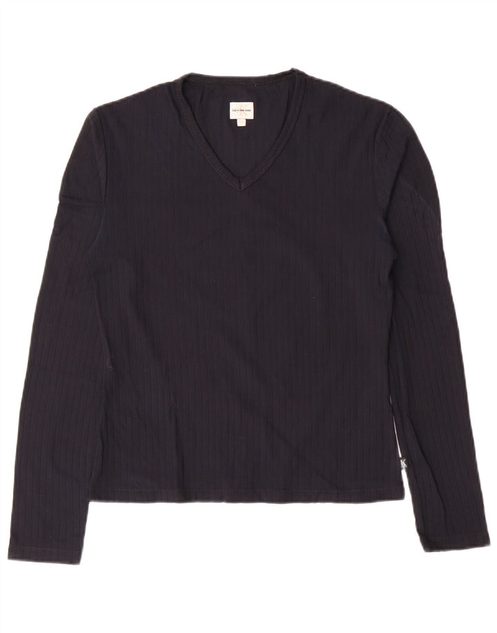 CALVIN KLEIN JEANS Γυναικείο τοπ μακρυμάνικο UK 12 Medium Navy Blue Polyamide