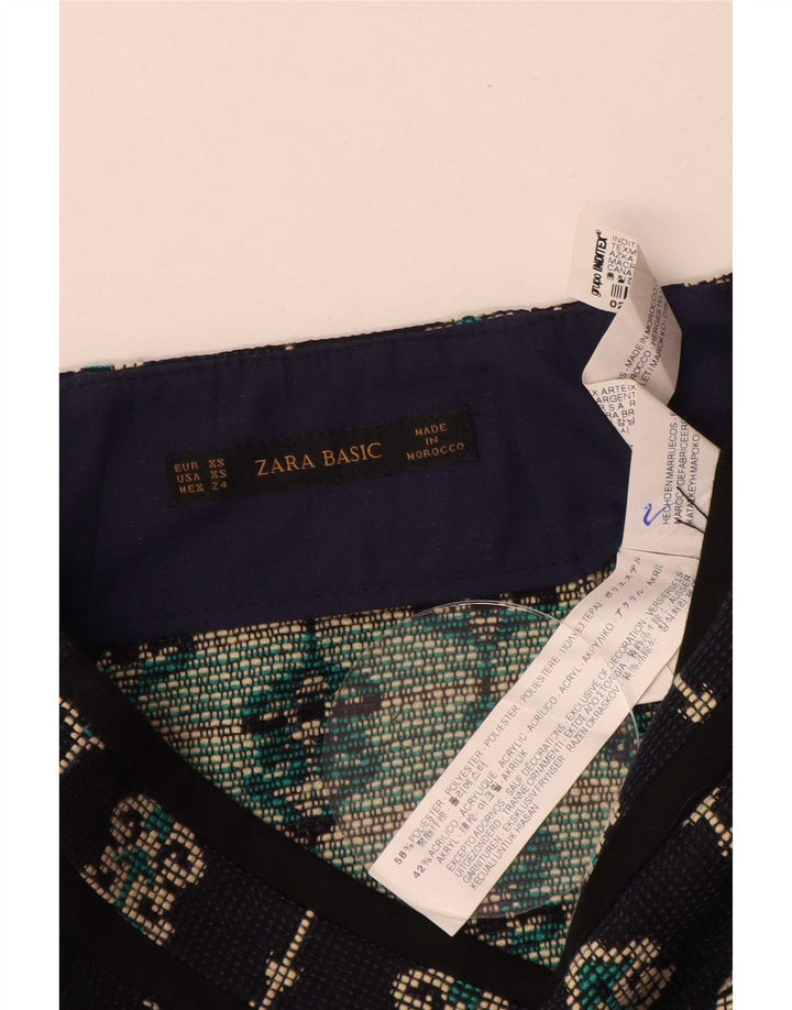 Zara Γυναικεία Μίνι Φούστα XS W24 Navy Blue Paisley Polyester
