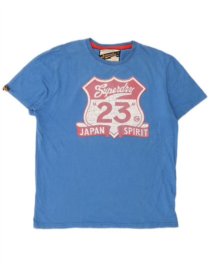 Superdry Ανδρικό γραφικό T-Shirt Top 2XL Μπλε βαμβακερό