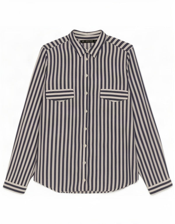 Zara Γυναικείο πουκάμισο UK 6 XS Navy Blue ριγέ βισκόζη
