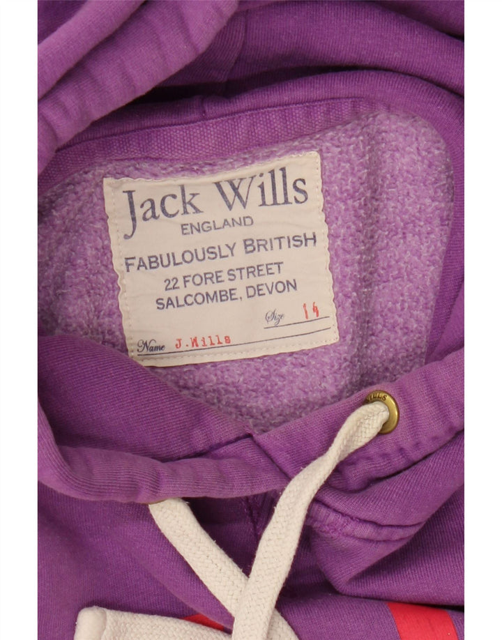 JACK WILLS Γυναικείο άλμα με κουκούλα γραφικών UK 14 Large Purple