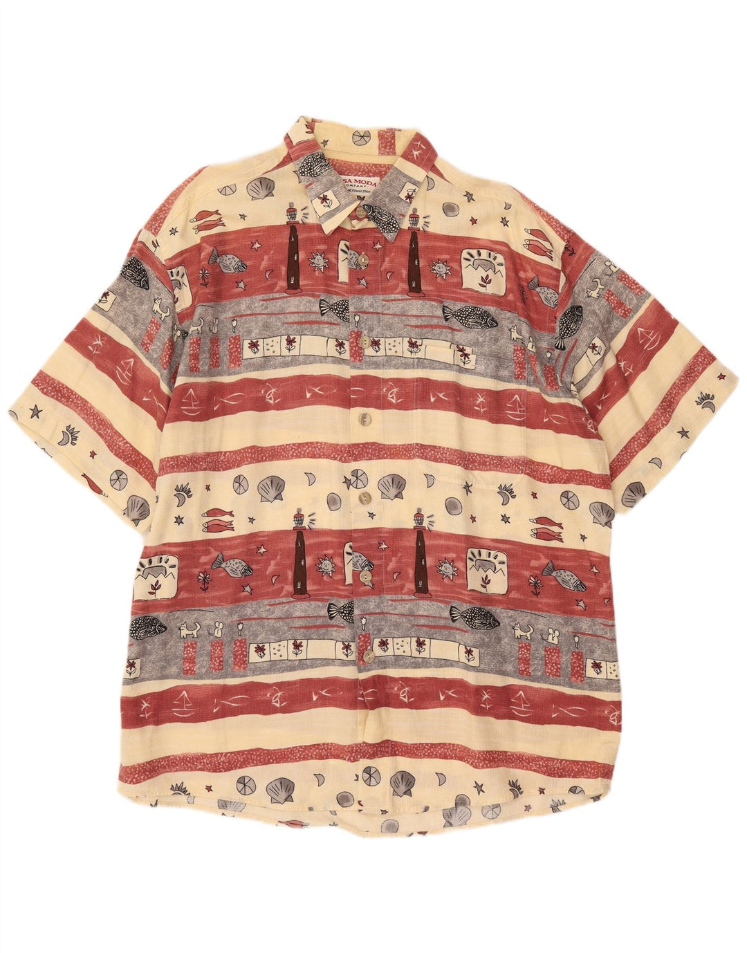 Ανδρικό κοντομάνικο πουκάμισο CASA MODA γραφικό μέγεθος 44 XL μπεζ ριγέ