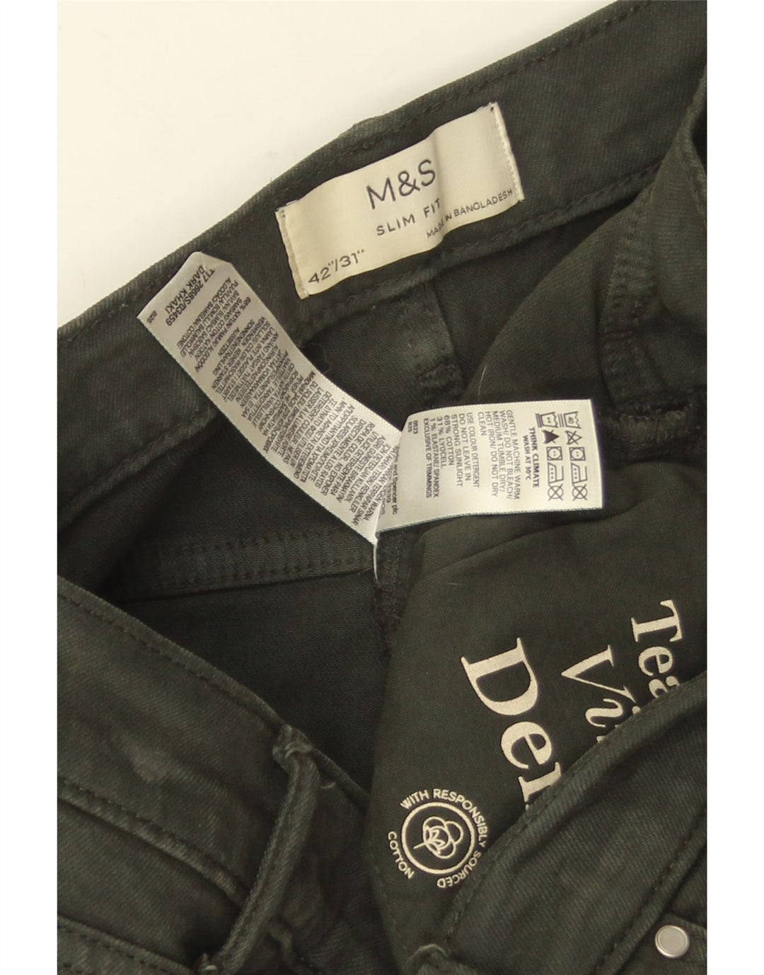 Marks & Spencer Ανδρικό Slim Jeans W42 L31 Πράσινο βαμβακερό