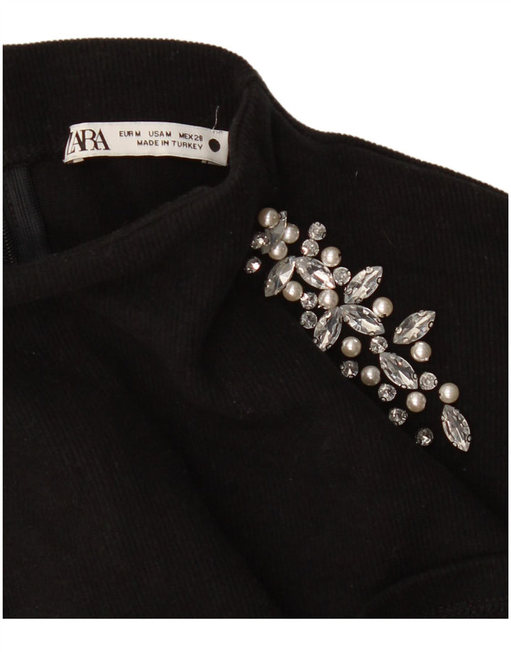 Zara Γυναικείο τοπ Μακρύ μακρυμάνικο UK 14 Medium Black