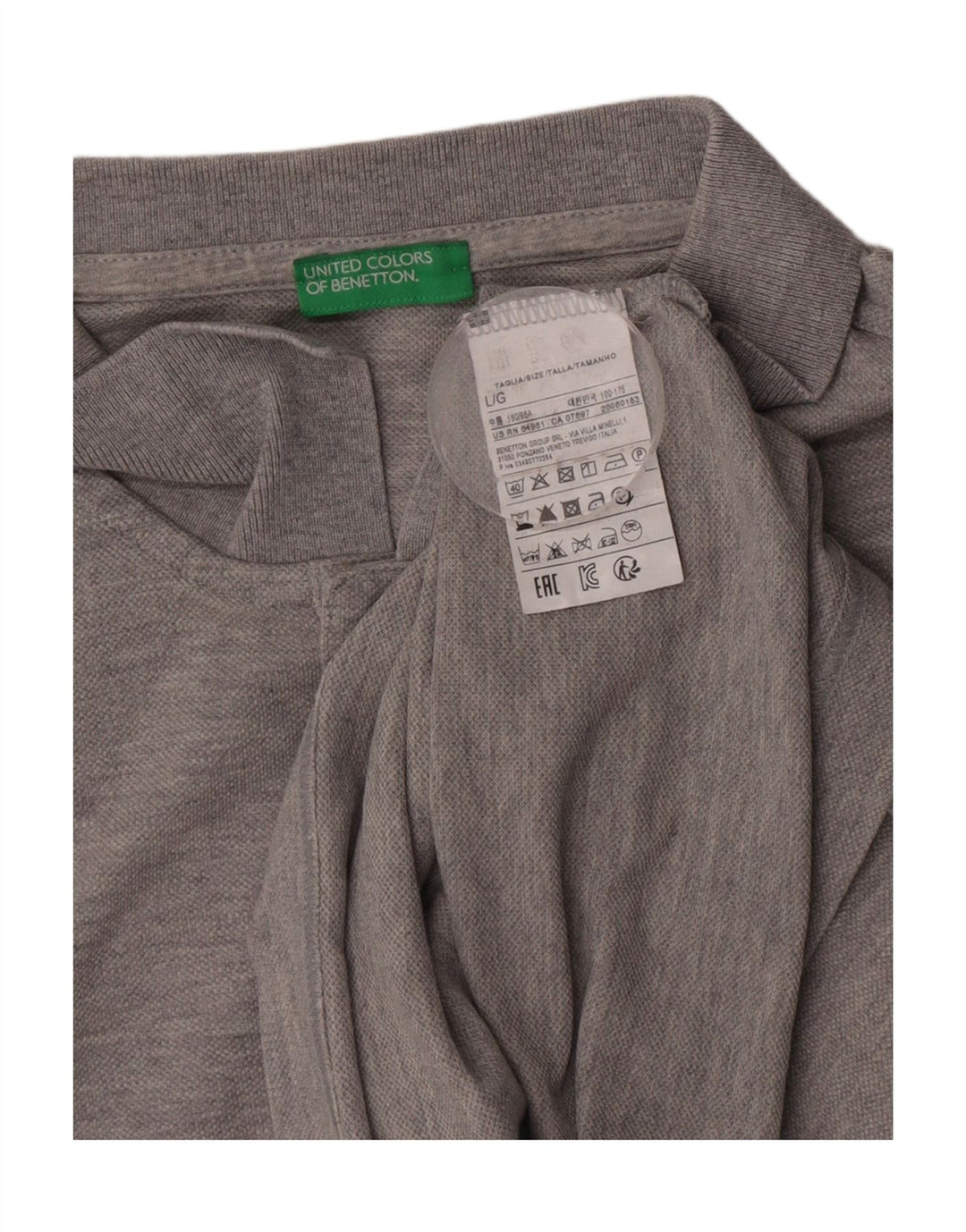 Ανδρικό μπλουζάκι πόλο Benetton μεγάλο γκρι βαμβακερό