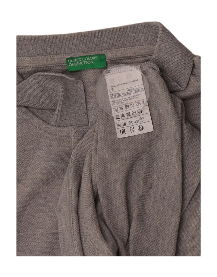 Ανδρικό μπλουζάκι πόλο Benetton μεγάλο γκρι βαμβακερό
