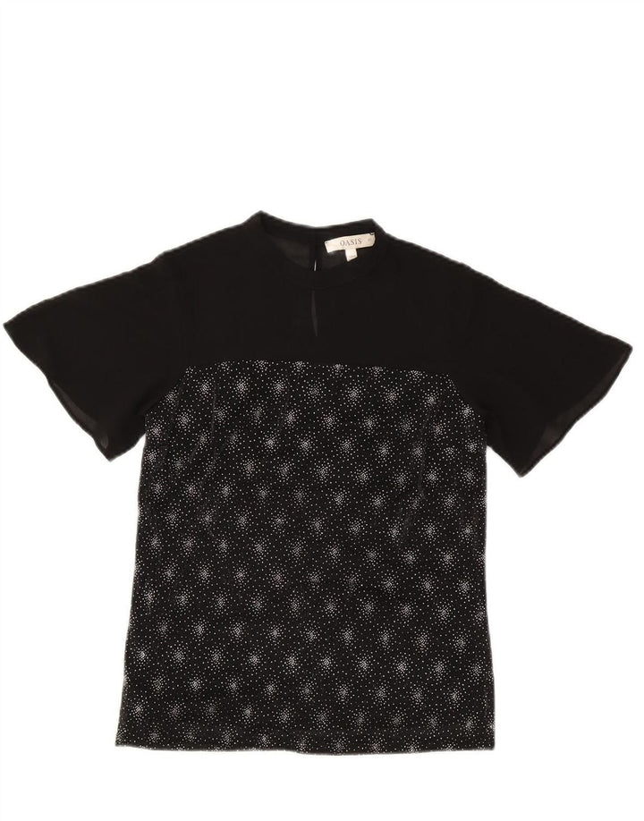 OASIS Womens Blouse Top UK 6 XS Black Spotted Polyester