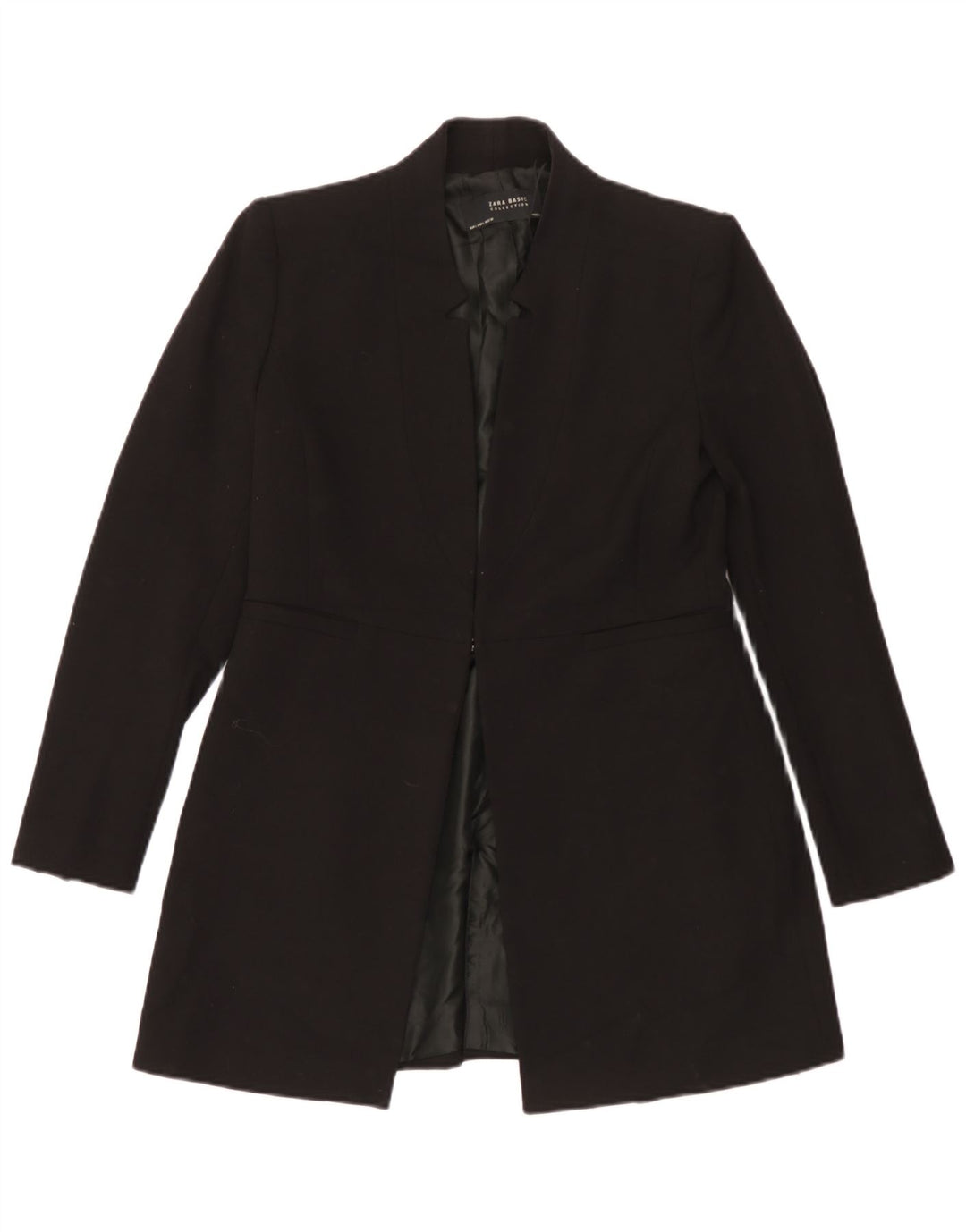 Zara Γυναικείο Longline Blazer Jacket UK 16 Large Black Polyester