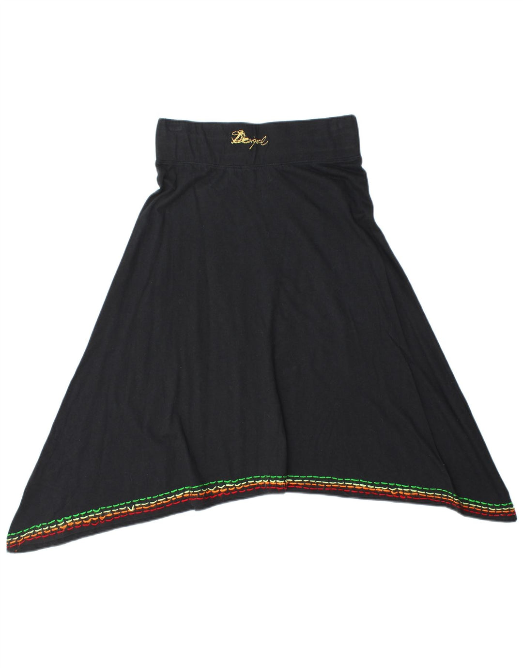 Γυναικεία γραφική ασύμμετρη φούστα Desigual μεσαία W28 Μαύρη φλοράλ βαμβακερή