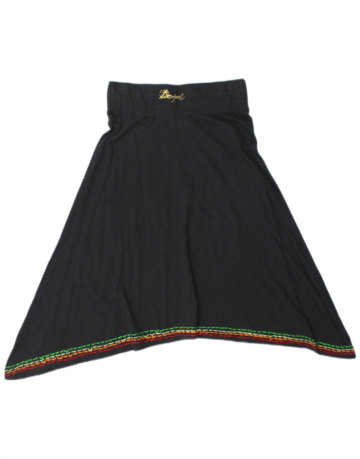 Γυναικεία γραφική ασύμμετρη φούστα Desigual μεσαία W28 Μαύρη φλοράλ βαμβακερή