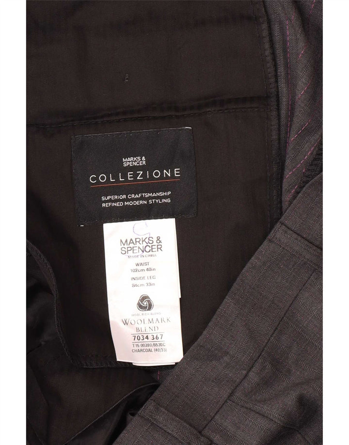 Ανδρικό ίσιο παντελόνι Marks & Spencer W40 L33 Γκρι μαλλί