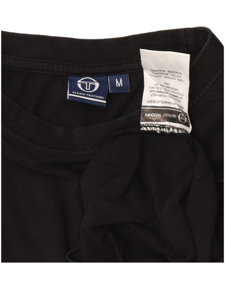 SERGIO TACCHINI Γυναικείο T-Shirt Top UK 14 μεσαίο μαύρο βαμβακερό