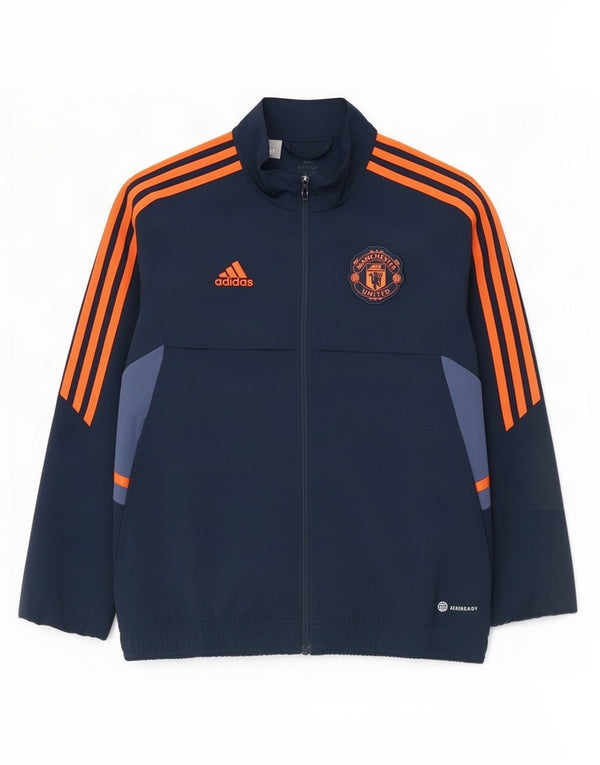 Adidas Boys Μάντσεστερ Γιουνάιτεντ αθλητική φόρμα Top Jacket 11-12 Years Navy Blue