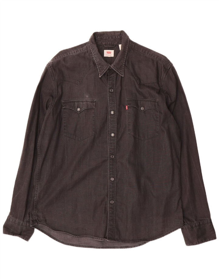 Ανδρικό τζιν πουκάμισο Levi's XL μαύρο βαμβακερό