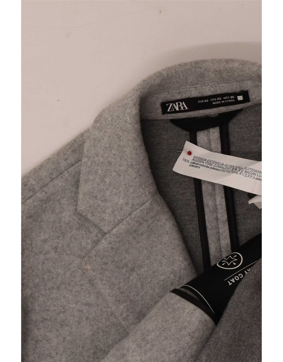 Ανδρικό πανωφόρι Zara UK 34 XS με γκρι πολυεστέρα