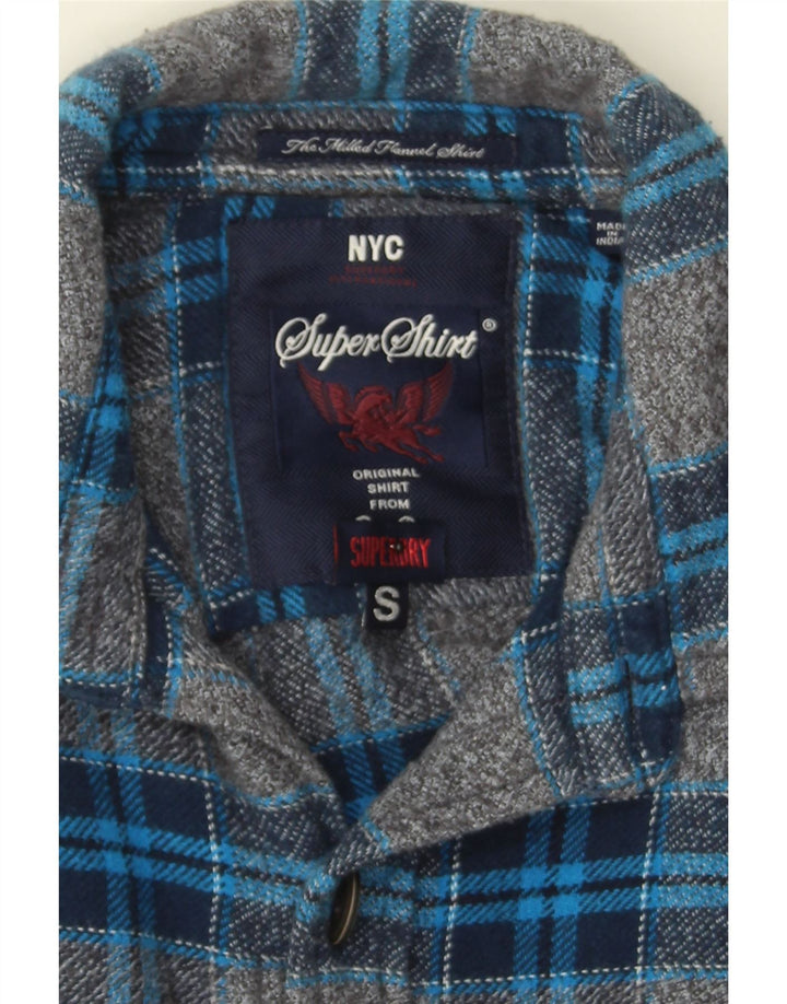 SUPERDRY Mens Flannel Shirt Small Blue Plaid Cotton Vintage Superdry and Second-Hand Superdry from Messina Hembry 