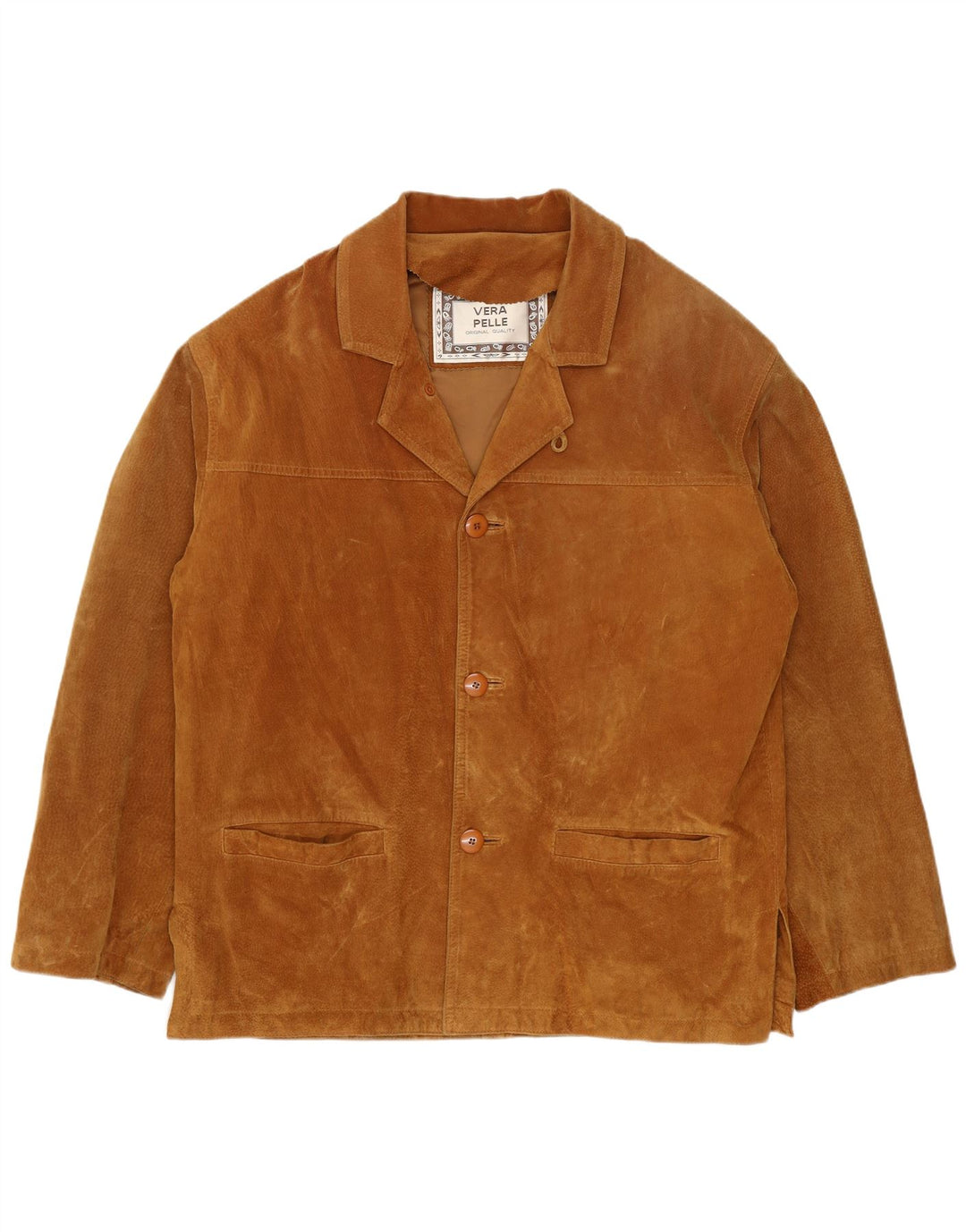 Vintage Ανδρικό Suede Jacket IT 46 Small Beige Leather