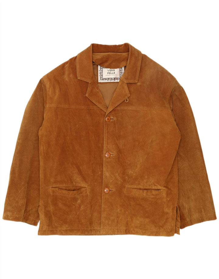 Vintage Ανδρικό Suede Jacket IT 46 Small Beige Leather