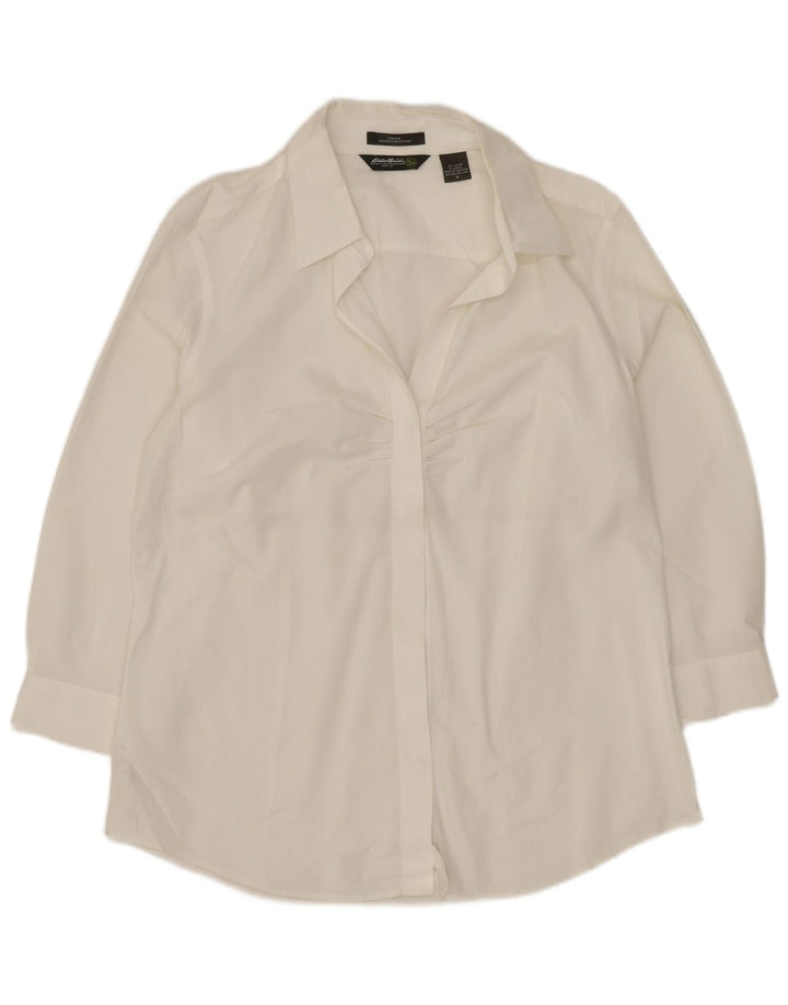 Γυναικείο πουλόβερ με 3/4 μανίκια Eddie Bauer UK 14 μεσαίο λευκό βαμβακερό πουκάμισο