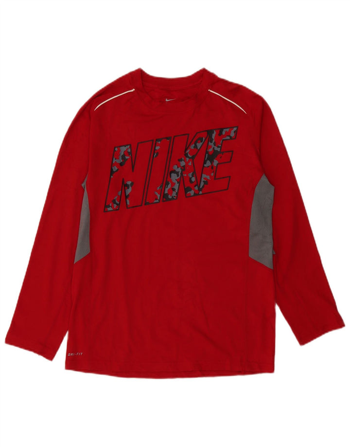 Γυναικείο Nike Dri Fit γραφικό μακρυμάνικο UK 16 μεγάλο κόκκινο πολυεστέρας