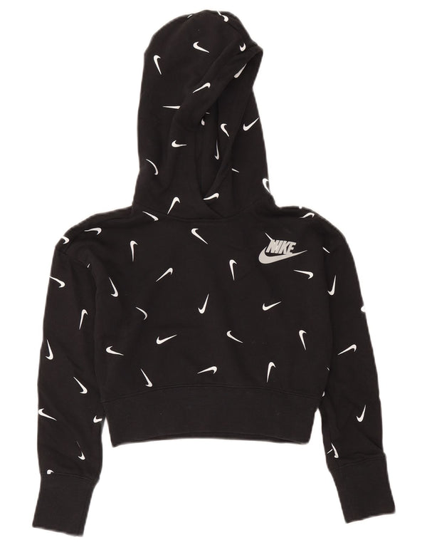 Nike Girls Crop Graphic Standard Fit Jumper με κουκούλα 8-9 ετών Small Black