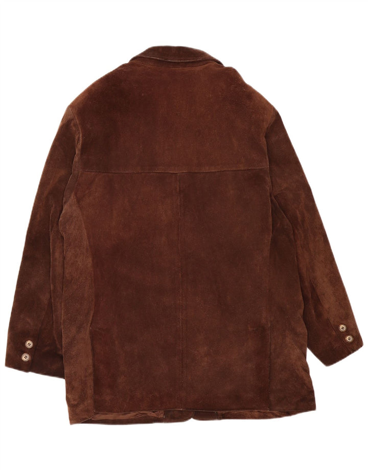 Vintage Γυναικείο Oversized Windbreaker Jacket UK 14 Medium Brown Δερμάτινο
