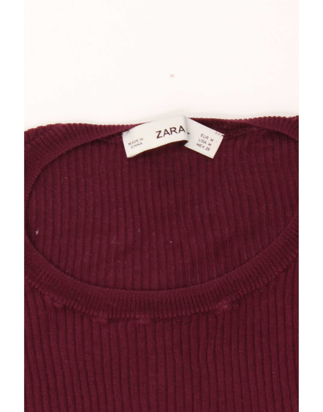 Zara Γυναικείο T-Shirt Top UK 12 Medium Burgundy