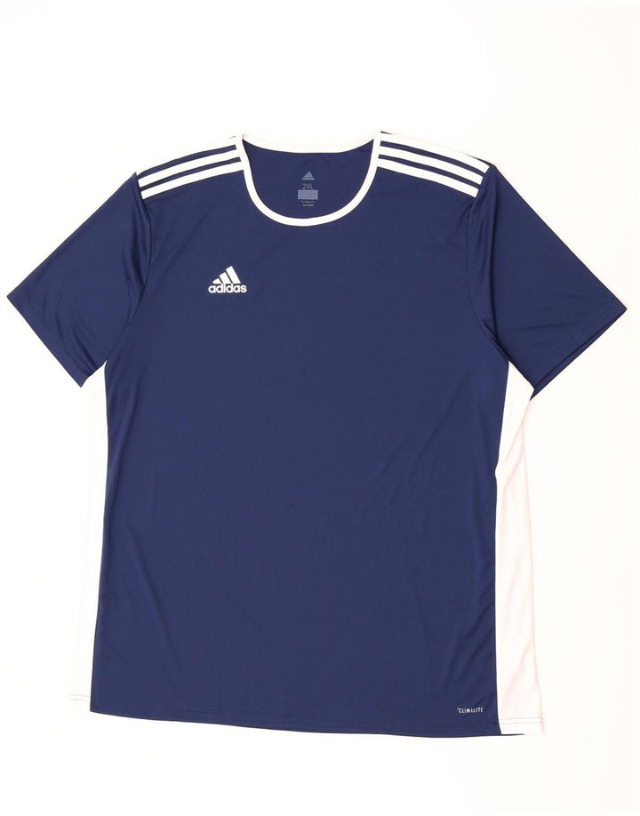 Adidas Ανδρικό T-Shirt Climalite Top 2XL Navy Blue Colorblock Πολυεστέρας