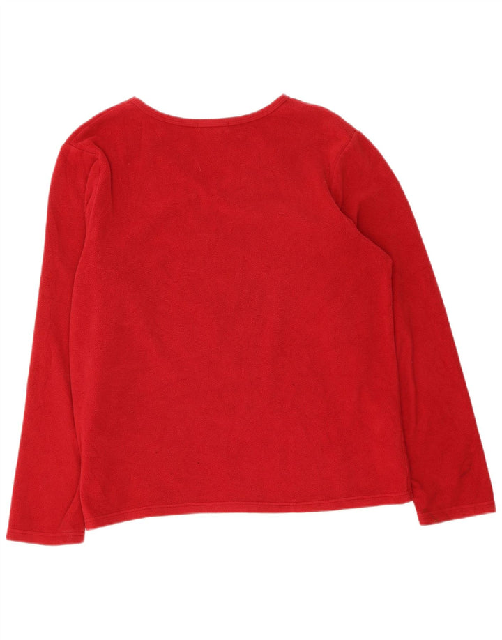 EDDIE BAUER Womens Fleece Jumper UK 16 Large Red Polyester