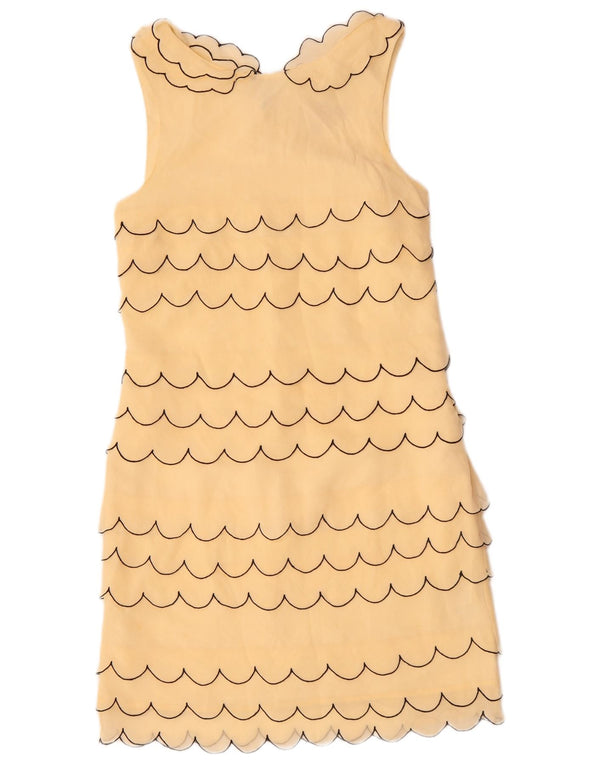 Γυναικείο αμάνικο φόρεμα με θήκη VINTAGE UK 6 XS Μπεζ ριγέ μετάξι