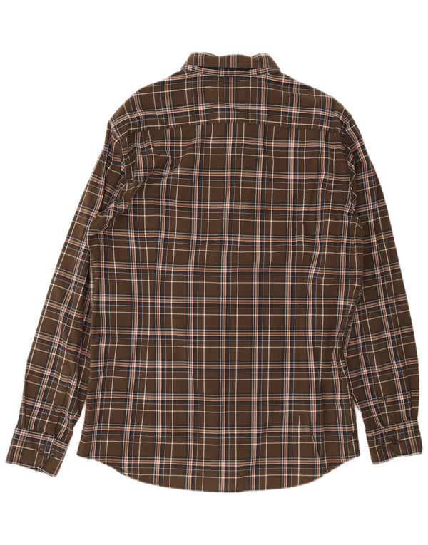 Ανδρικό πουκάμισο Massimo Dutti XL Καφέ βαμβακερό καρό