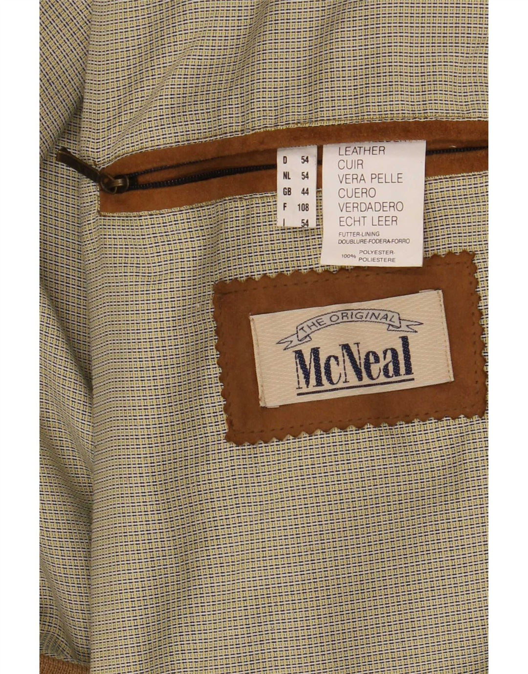 McNeal Mens Suede Bomber Jacket UK 44 2XL Beige Leather
