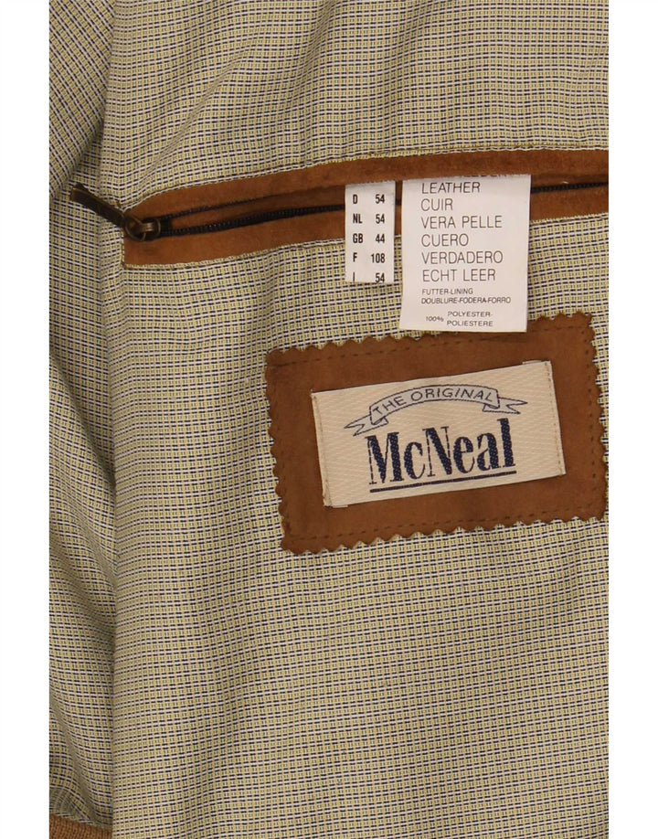 McNeal Mens Suede Bomber Jacket UK 44 2XL Beige Leather