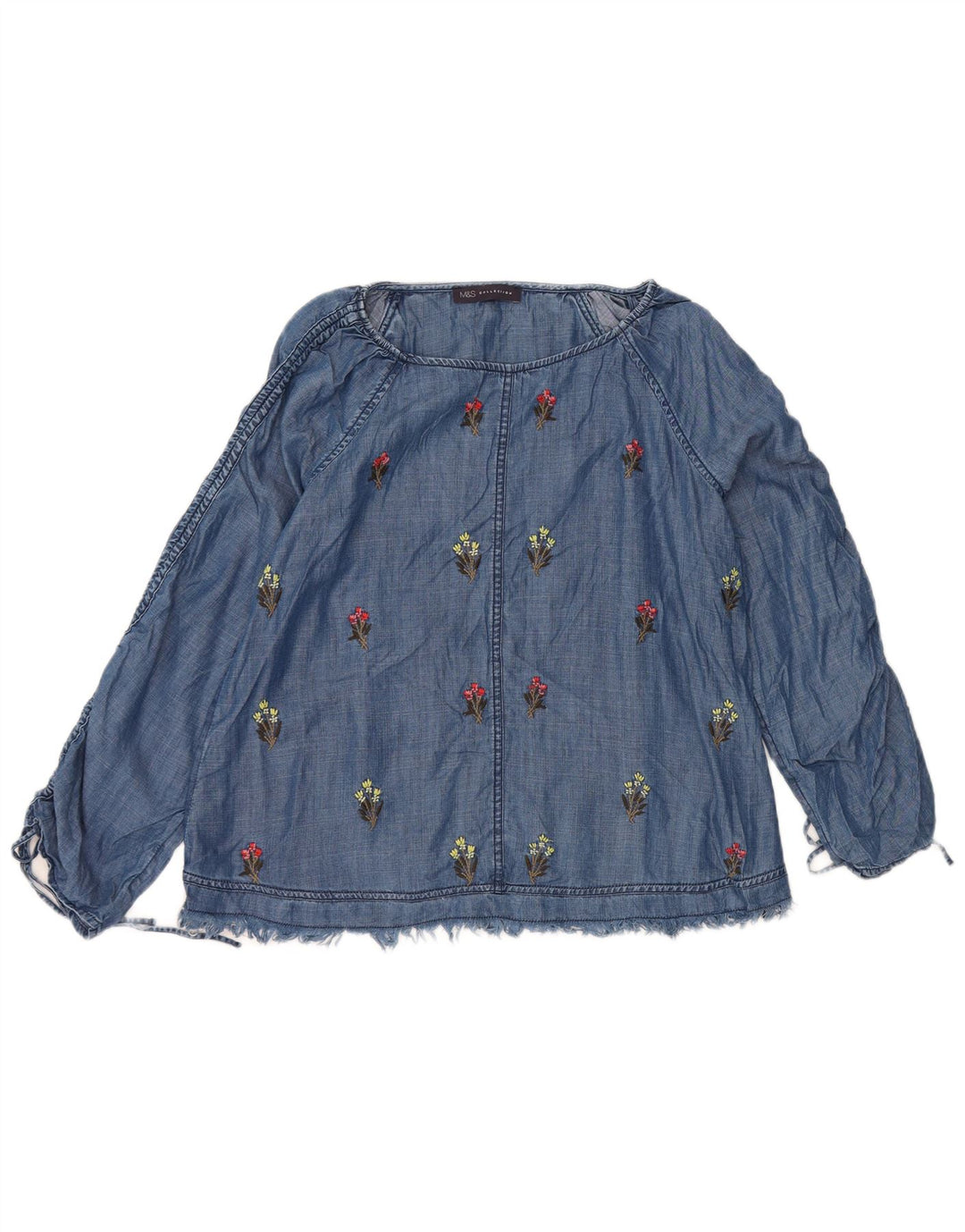 Marks & Spencer Γυναικεία μακρυμάνικη μπλούζα τοπ UK 14 Medium Blue Floral