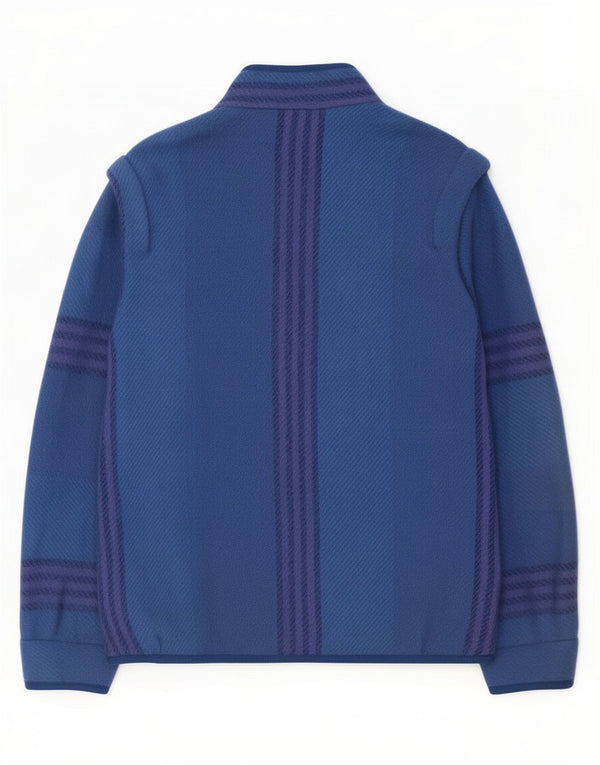 Bjorke Womens Riss Bomber Jacket UK 14 Large Blue ριγέ μαλλί