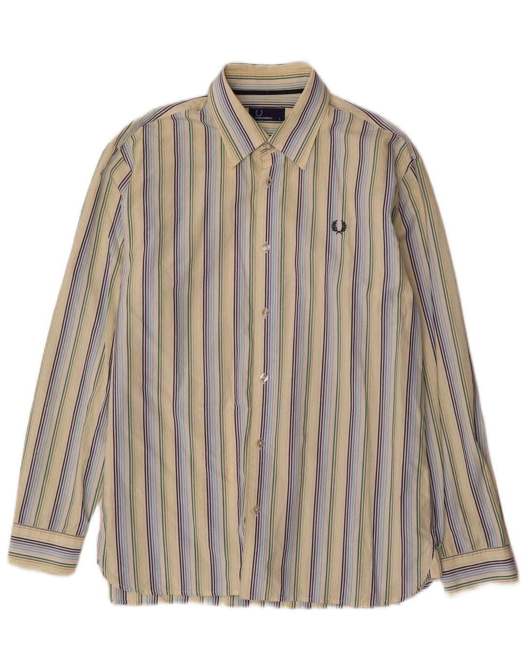 Fred Perry Ανδρικό πουκάμισο μεγάλο κίτρινο βαμβακερό ρίγες