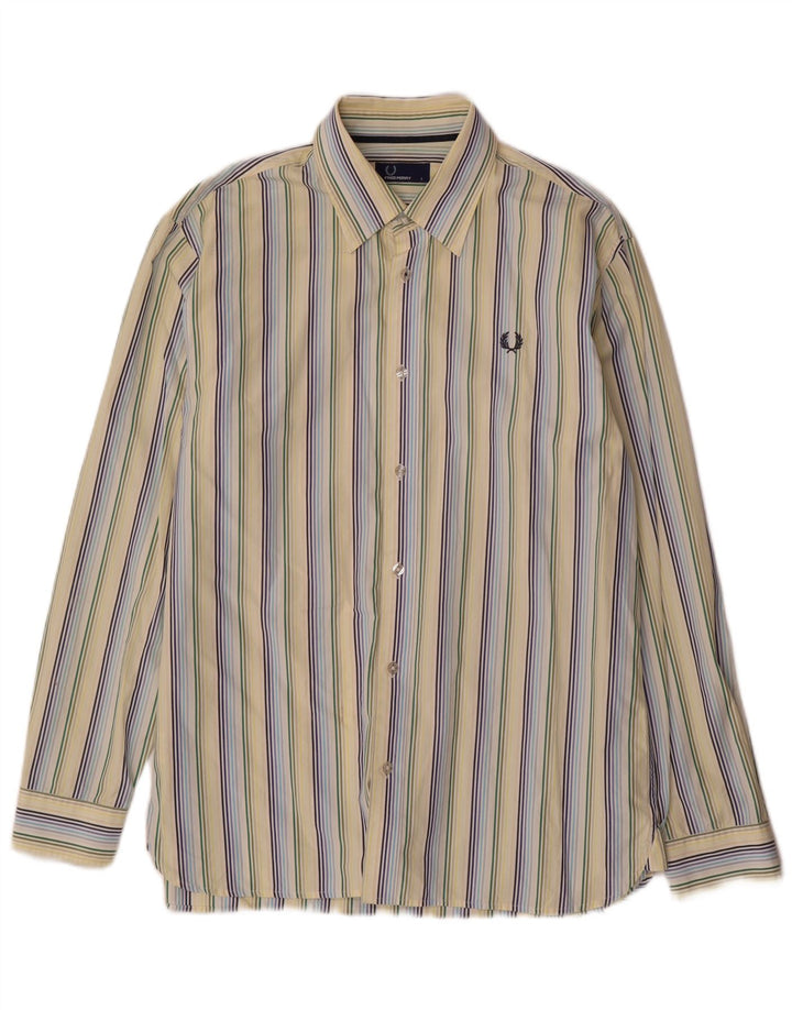 Fred Perry Ανδρικό πουκάμισο μεγάλο κίτρινο βαμβακερό ρίγες