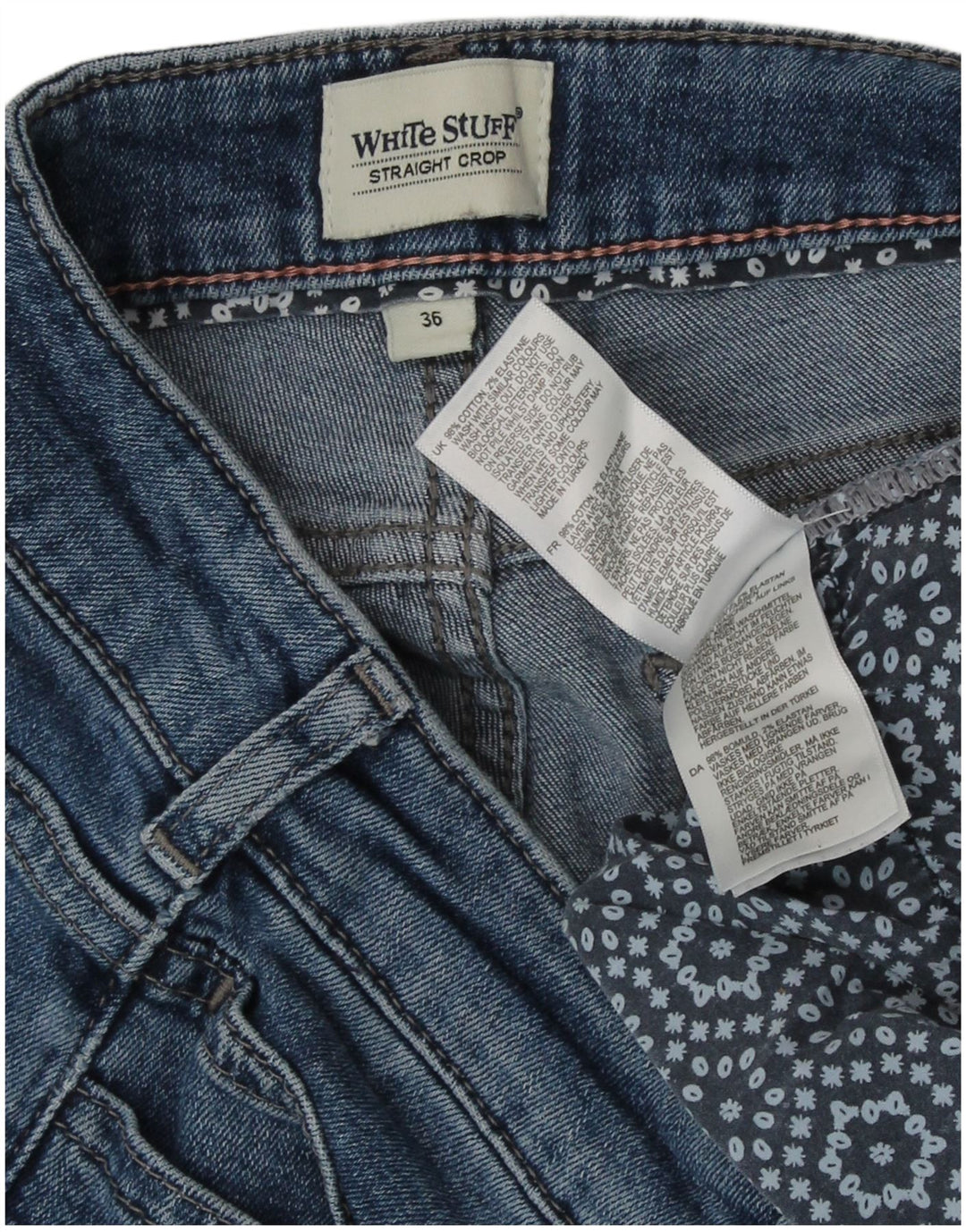 Λευκά πράγματα Γυναικεία Straight Cropped Jeans EU 36 Small W26 L24 Blue Cotton