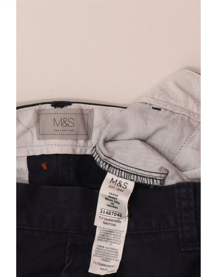 Ανδρικό σορτς Chino Marks & Spencer W34 Large Navy Blue από βαμβάκι