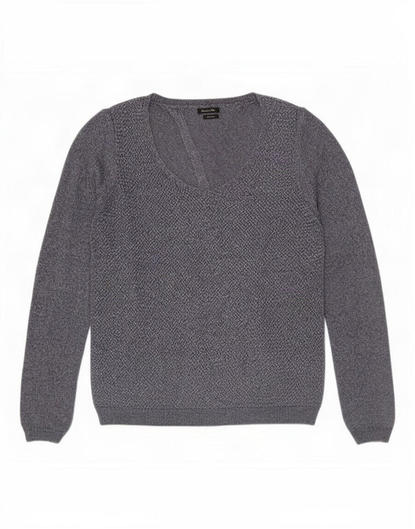 Massimo Dutti Γυναικείο πουλόβερ με λαιμόκαυμα UK 16 Large Navy Blue Flecked