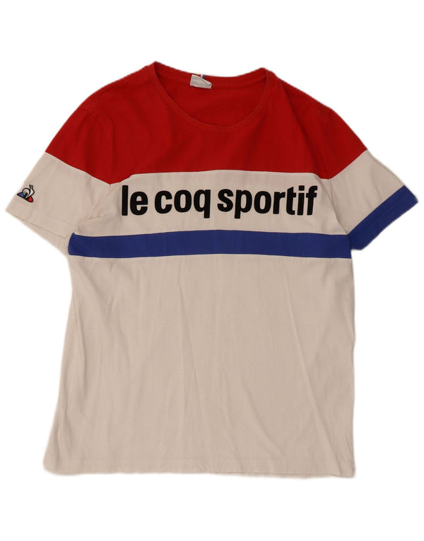 Ανδρικό γραφικό T-Shirt Le Coq Sportif Top Large White Colourblock