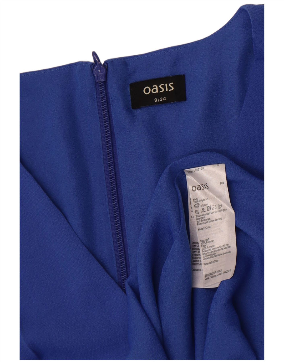 Γυναικείο φόρεμα με μανίκια Oasis 3/4 UK 8 Small Blue Polyester