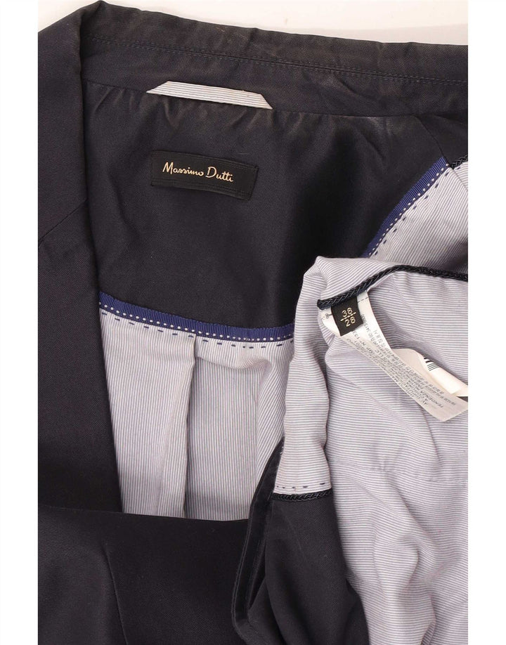 Massimo Dutti Γυναικείο μπουφάν σακάκι με 1 κουμπί EU 38 Small Navy Blue από βαμβάκι