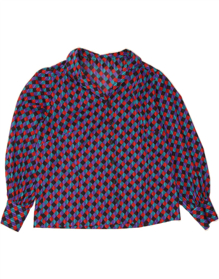 VINTAGE Womens Shirt Blouse UK 16 Large Purple Check Vintage Vintage and Second-Hand Vintage from Messina Hembry 