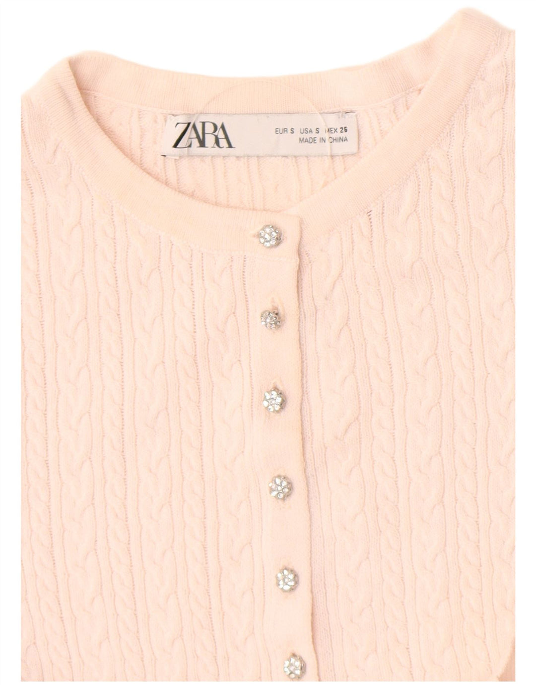 Zara Γυναικεία Ζακέτα Crop UK 8 Small Pink