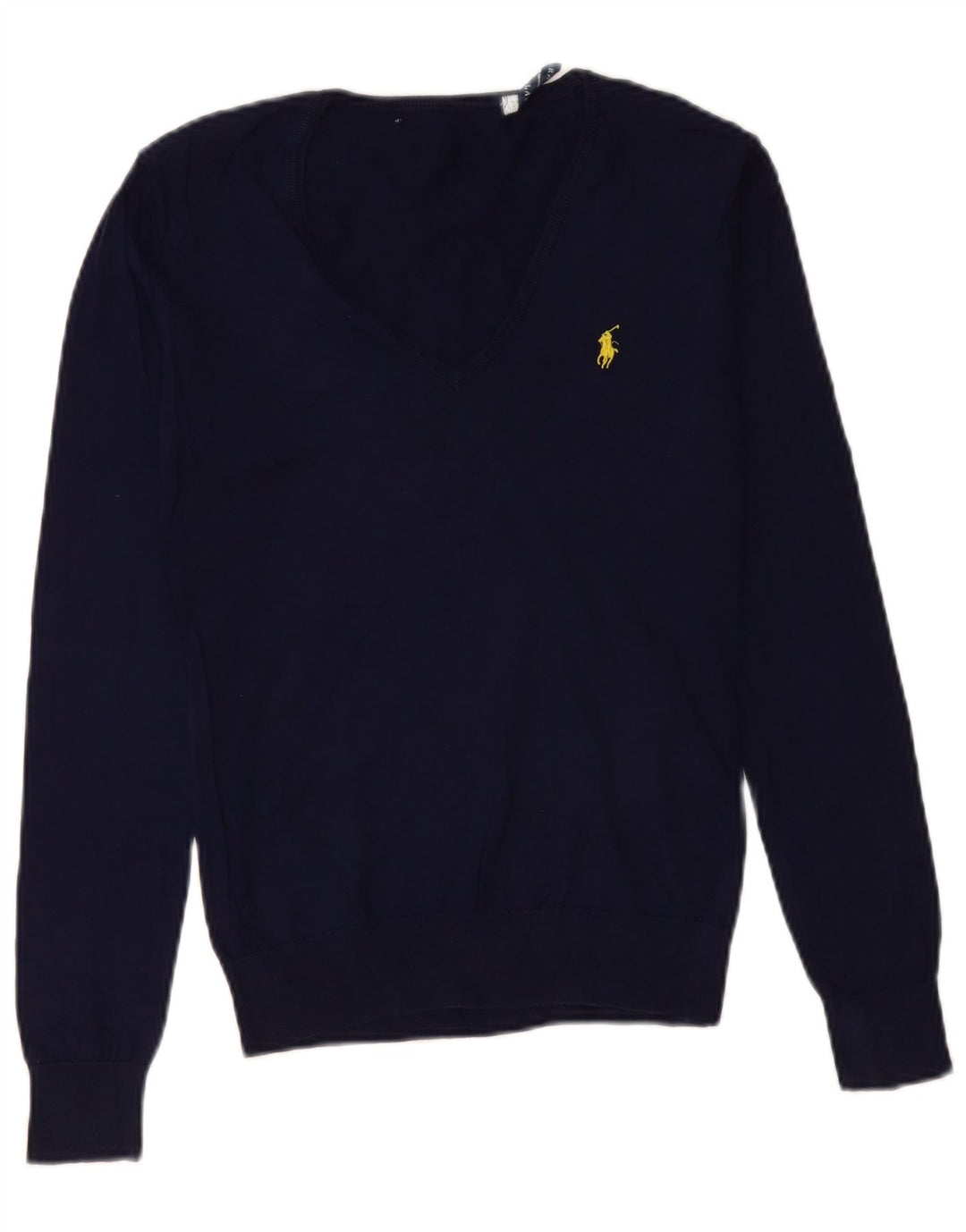 Γυναικείο πουλόβερ Ralph Lauren με V λαιμόκοψη UK 12 μεσαίο μπλε βαμβακερό