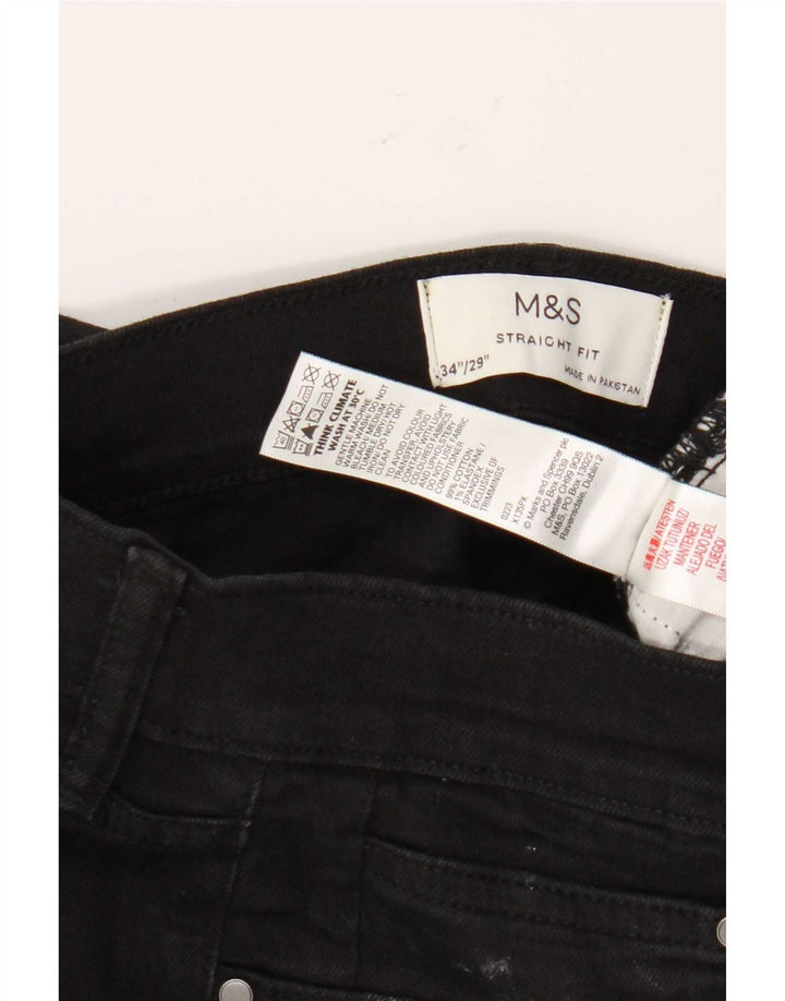 Ανδρικό τζιν ίσιο Marks & Spencer W34 L29 Μαύρο βαμβακερό