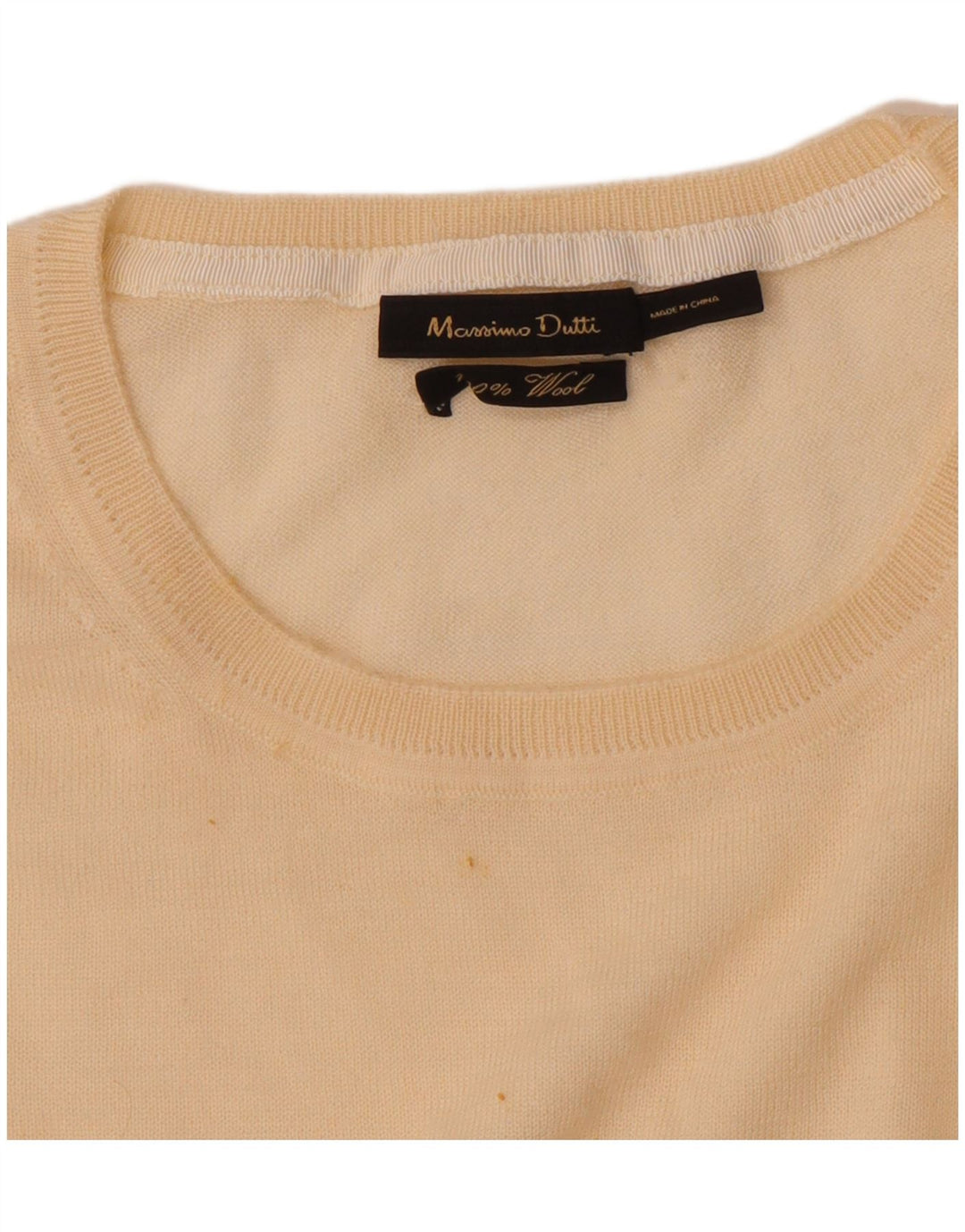 Massimo Dutti Γυναικείο πουλόβερ με λαιμόκοψη UK 12 μεσαίο μπεζ μαλλί