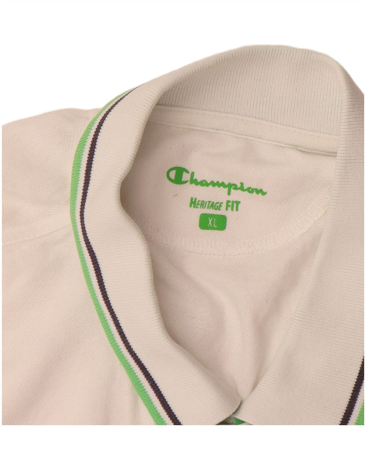 Ανδρικό μπλουζάκι CHAMPION Heritage Fit Polo XL Λευκό