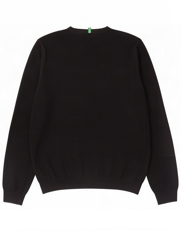 Benetton Mens Crew Neck Jumper πουλόβερ Μεγάλο Μαύρο